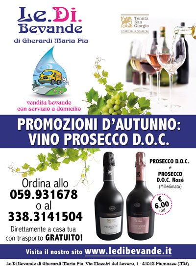 PROMOZIONI D'AUTUNNO: VINO PROSECCO D.O.C.